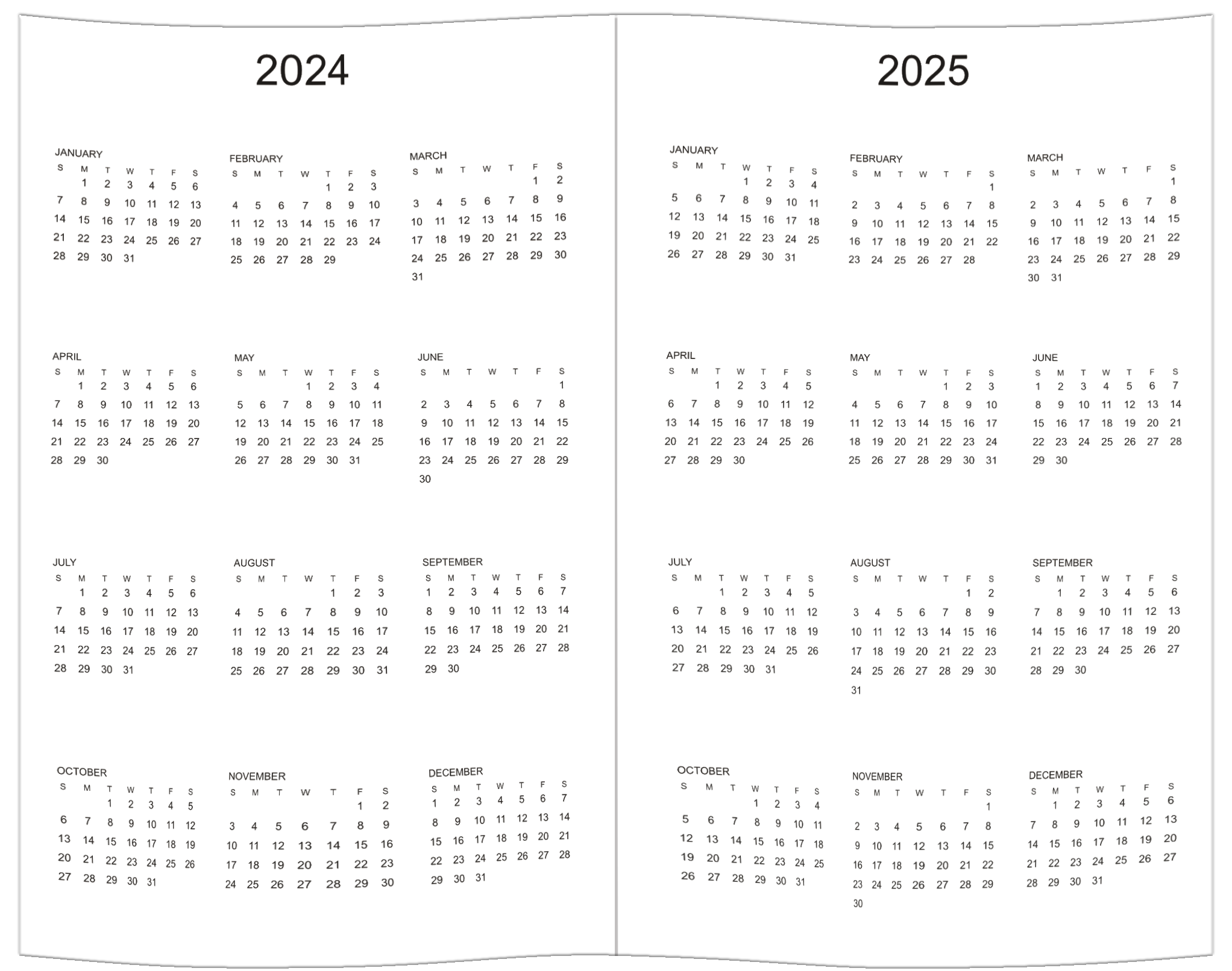 Planner Full Year Pages